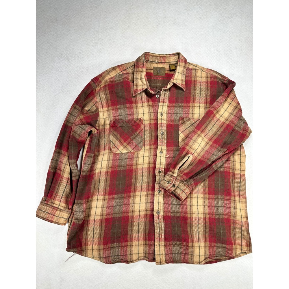 St Johns Bay Mens 3XLT Red Plaid Flannel Shirt Long Sleeve Button Down Tall 3XL